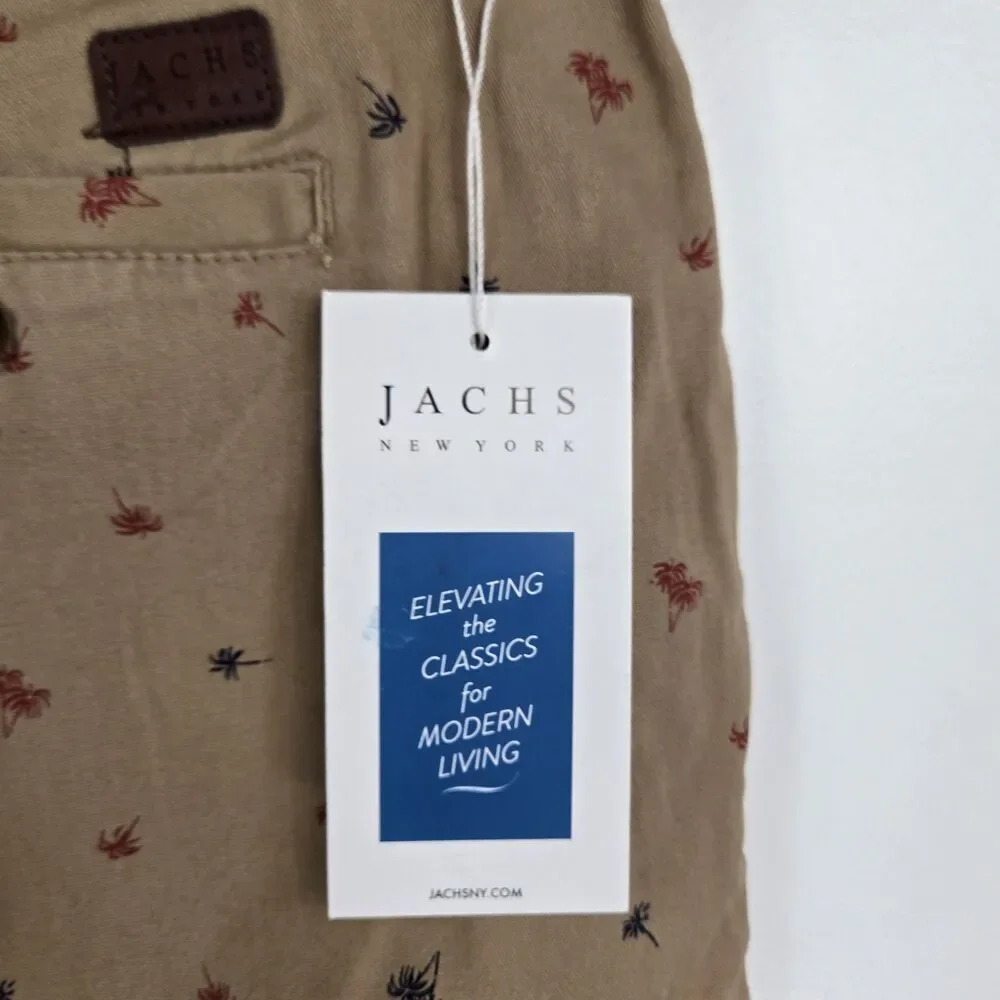 Jach's New York Men's Size 32 Bleecker‎ Shorts Dark Khaki Palm Trees NWT